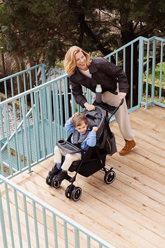 MoMi ISLA Buggy, leicht & faltbar, bis 15 kg, mit Liegefunktion, Schwarz