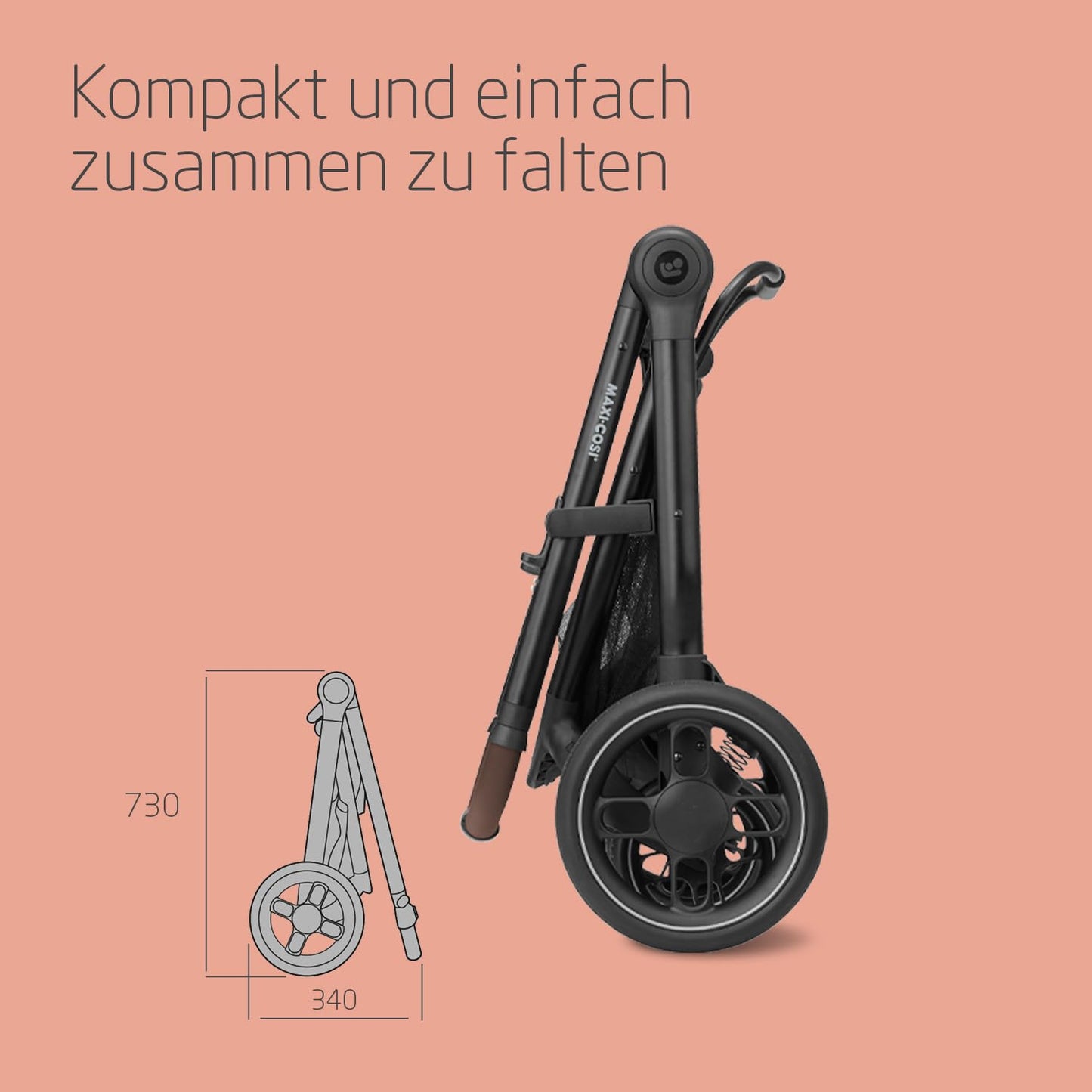 Maxi-Cosi Zelia S Trio 3-in-1 Kinderwagen Set, kompakt & faltbar, bis 22 kg, Grau