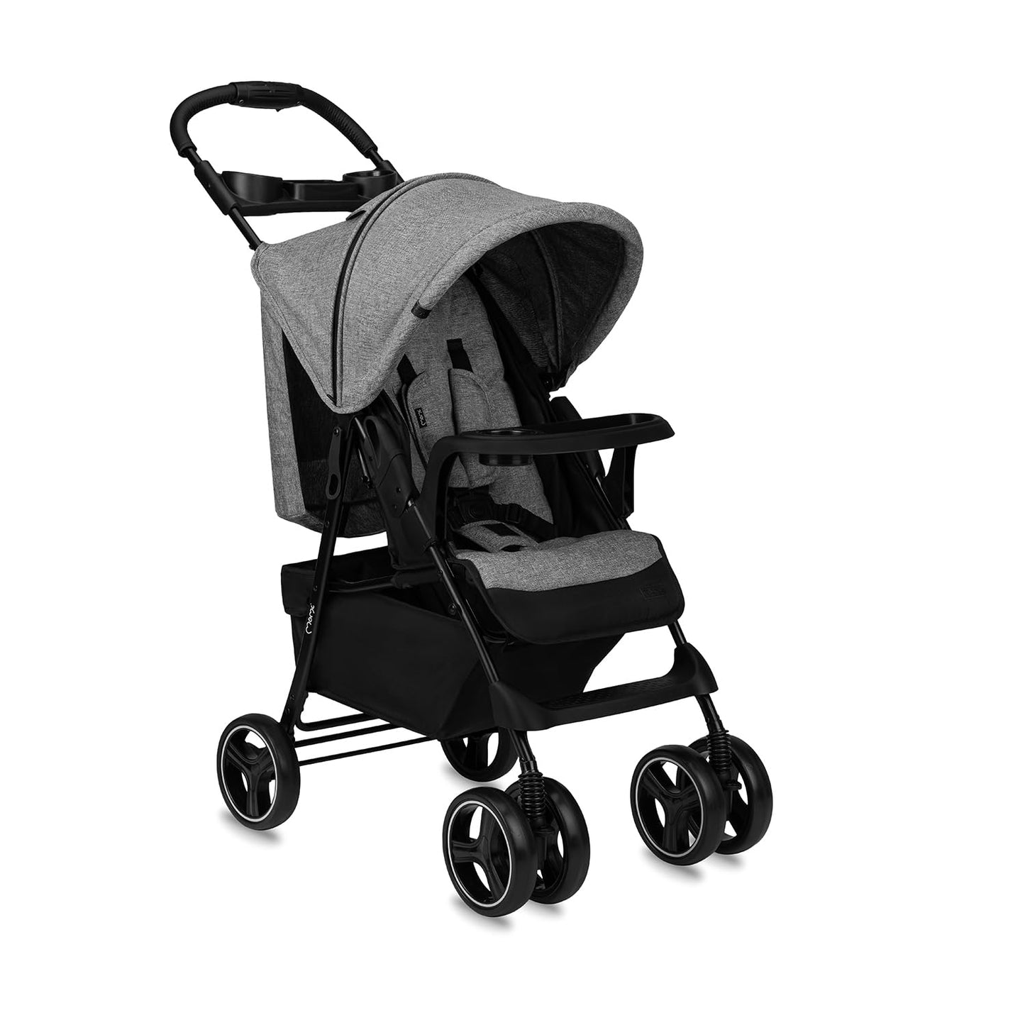 MoMi ISLA Buggy, leicht & faltbar, bis 15 kg, mit Liegefunktion, Schwarz