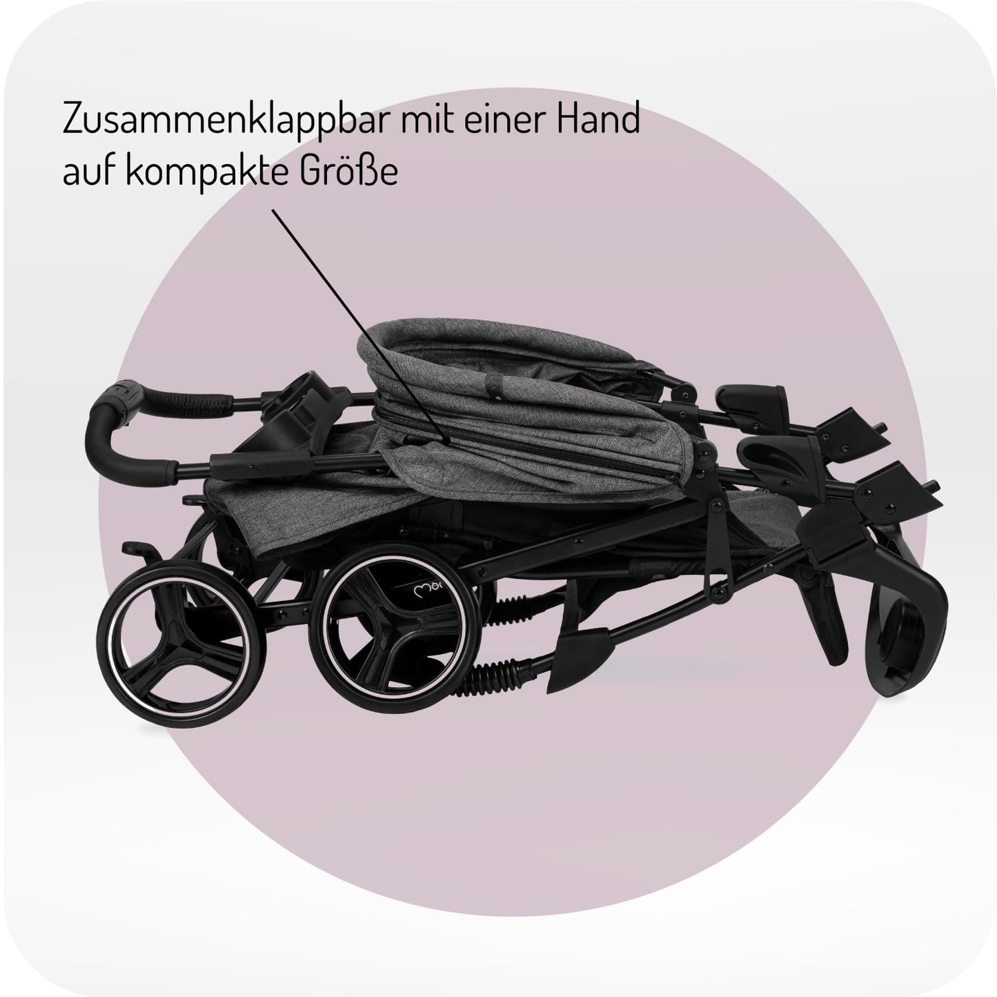 MoMi ISLA Buggy, leicht & faltbar, bis 15 kg, mit Liegefunktion, Schwarz