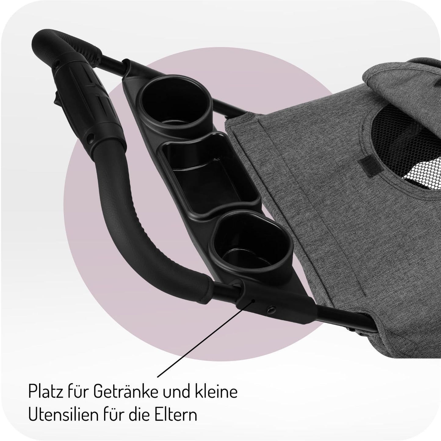 MoMi ISLA Buggy, leicht & faltbar, bis 15 kg, mit Liegefunktion, Schwarz