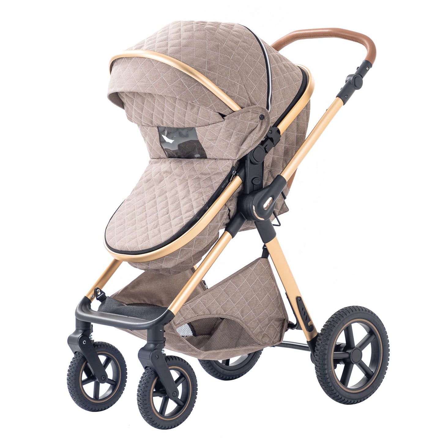 BEBBY 3-in-1 Kombi Kinderwagen, faltbar & tragbar, Luxus Buggy, Neugeborene