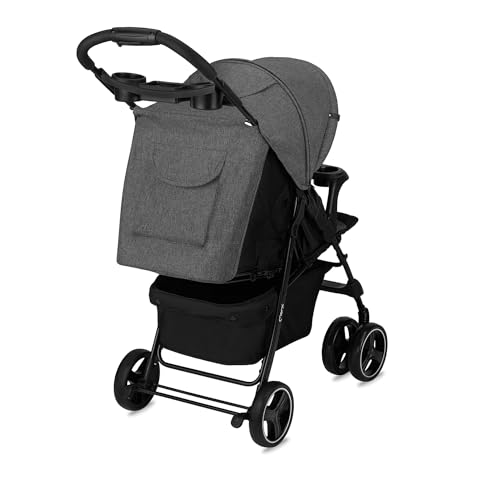 MoMi ISLA Buggy, leicht & faltbar, bis 15 kg, mit Liegefunktion, Schwarz