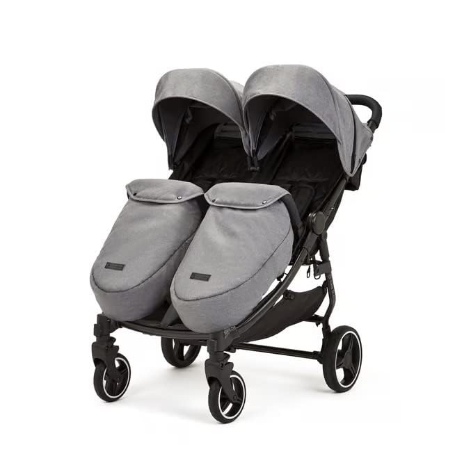 Ickle Bubba Venus Prime Zwillingskinderwagen, faltbar & leicht, bis 15 kg, Grau