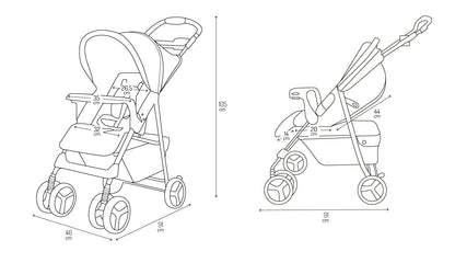 MoMi ISLA Buggy, leicht & faltbar, bis 15 kg, mit Liegefunktion, Schwarz