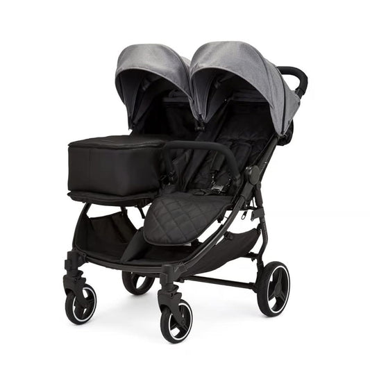 Ickle Bubba Venus Prime Zwillingskinderwagen, faltbar & leicht, bis 15 kg, Grau