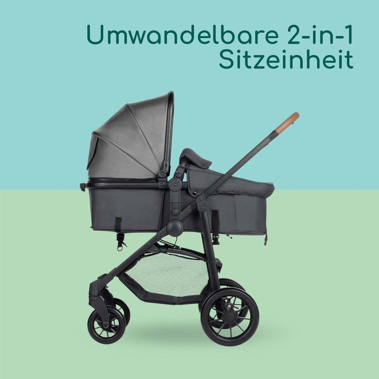 Bebeconfort Haze Trio 3-in-1 Kinderwagen Set, leicht & faltbar, bis 22 kg, Grau