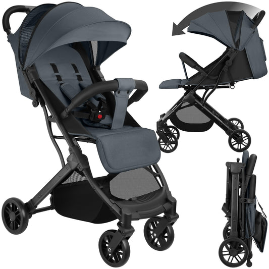 tectake Buggy Kinderwagen, faltbar & leicht, Reisebuggy bis 3 Jahre, Anthrazit