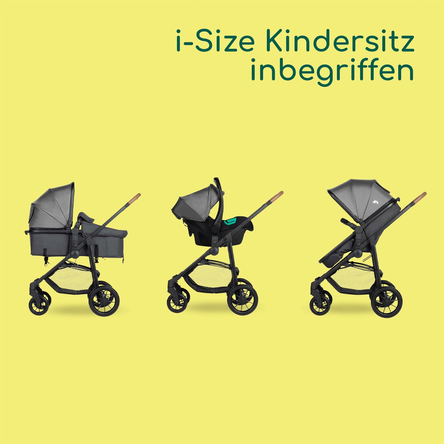 Bebeconfort Haze Trio 3-in-1 Kinderwagen Set, leicht & faltbar, bis 22 kg, Grau