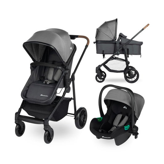 Bebeconfort Haze Trio 3-in-1 Kinderwagen Set, leicht & faltbar, bis 22 kg, Grau