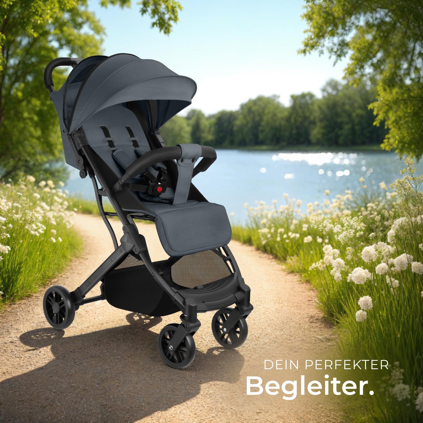 tectake Buggy Kinderwagen, faltbar & leicht, Reisebuggy bis 3 Jahre, Anthrazit